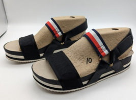 Tommy Hilfiger ladies Size 10 platform sandals hook &amp; loop Nurii Black - £14.71 GBP