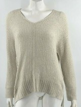 Universal Thread Sweater Size Small Beige Open Knit V Neck Loose Fit Pullover - £13.21 GBP