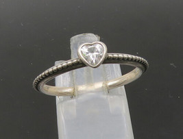 PANDORA 925 Silver - Vintage Cubic Zirconia Love Heart Band Ring Sz 9 - ... - £41.99 GBP