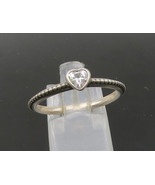 PANDORA 925 Silver - Vintage Cubic Zirconia Love Heart Band Ring Sz 9 - ... - $74.29 CAD