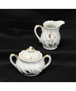 Lefton China Golden Wheat  Creamer and Sugar Bowl with LId - $19.11 CAD