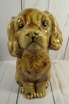 Dog  Puppy Ceramic Figurine Golden Brown 5 3/4&quot; Tall Signed Hand Painted. - £6.11 GBP