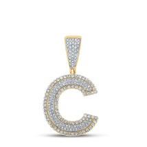 10kt Two-tone Gold Mens Round Diamond Initial C Letter Charm Pendant 3/4 Cttw - £675.16 GBP