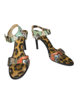 ROBERTO CAVALLI Multicolor Flower Bird Print Black High Heel Sandals Sho... - $168.50