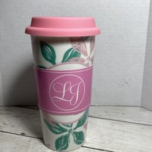 Lauren James Ceramic Tumbler Travel Mug Floral Design - $19.79
