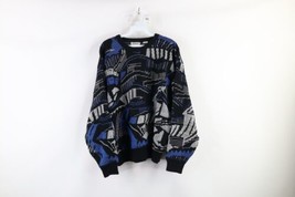 Vintage 90s Coogi Style Womens Large Ed Bassmaster Abstract Knit Mom Sweater - £39.52 GBP