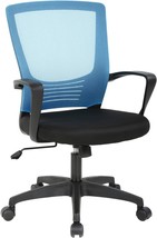 Office Chair Cheap Computer Chair Rolling Swivel Executive Chair Armrest, Blue. - £47.92 GBP