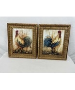 Set of 2 11x13 Wood Framed Acorn Farmhouse Kitchen Decor Rooster Art Prints - £38.77 GBP