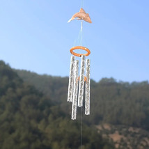 1 pc Rustic Wooden Grain Wind Chimes - Choice of Dolphin or Heart Windch... - £4.75 GBP