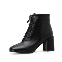 HOT women Ankle boots PU Leather 35-39 feet length boots for women Round Toe Che - £40.98 GBP