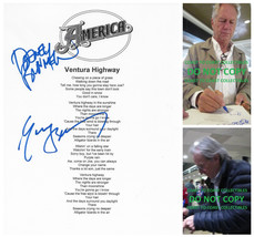 Dewey &amp; Gerry signed America &quot;Ventura Highway&quot; Lyrics sheet COA Proof autograph - £185.09 GBP