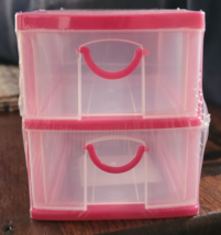NWT Office Organizer Plastic 2 Unit Pink White Pull Out Drawers Cute Des... - $8.20 CAD