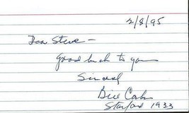 Bill Corbus Signed Index Card Stanford College HOF - £27.68 GBP