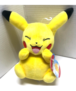 Pokemon Pikachu WCT 9&quot; Plush Closed Eyes Smile Stuffed Animal - $20.37 CAD