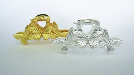 Small/medium gold silver butterfly metal hair claw clip - £7.04 GBP