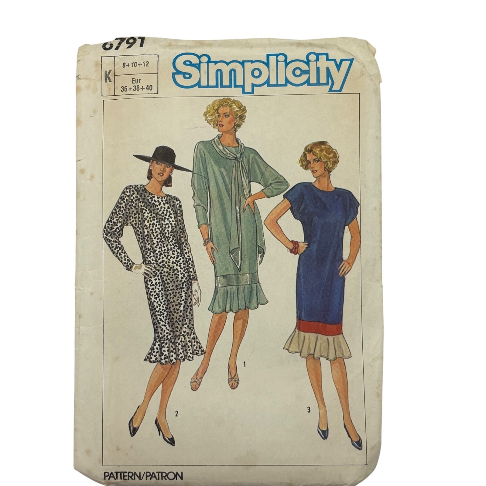 Vintage Simplicity Sewing Pattern 6791 Loose Fit &amp; Layered Hem 8-12 80s - $7.68