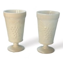 Vintage White Milk Glass Harvest Grape Cups Footed Goblet Pedestal Tumbler 6” - £13.18 GBP