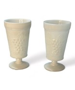 Vintage White Milk Glass Harvest Grape Cups Footed Goblet Pedestal Tumbler 6” - £13.32 GBP