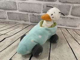 Ikea Fabler small plush baby rattle toy white duck goose blue polka dot race car - $9.89