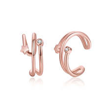 Cubic Zirconia &amp; 18K Rose Gold-Plated Star Layered Ear Cuffs - £10.26 GBP