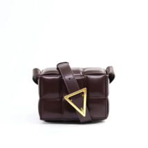 Genuine leather padded cassette crossbody shoulder bag BV triangle hardware - £64.82 GBP