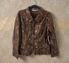 NWT Birch Hill Metallic Animal Snake Blazer SIZE XL Chocolate Brown ZipU... - $26.68