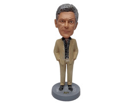 Custom Bobblehead Famous funny animals show presenter wearing nice suit with han - £71.58 GBP