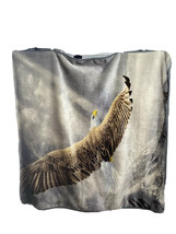 Vintage Northwest Reversible Eagle Plush Blanket Throw 63x54 Animal Print Border - £47.47 GBP