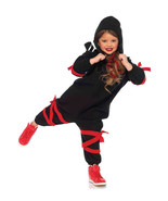 Leg Avenue Children&#39;s Ninja Kigurumi Funsie Costume Black and red Small - £65.30 GBP