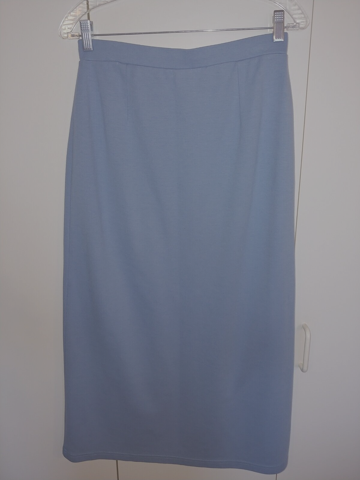 L.L. BEAN LADIES 3-PC BLUE KNIT STRETCH SKIRT SUIT-S REG.-WORN ONCE-NICE... - $22.14