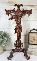 Faux Mahogany Wood Finish Large Jesus Christ Crucifix With Stand Statue ... - €76,41 EUR