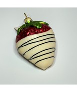 Glass White Chocolate Dipped Strawberry Christmas Holiday Ornament - $14.85