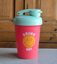 ALANI NU Pink Teal Sport Shaker Bottle Cup Logo 12 oz Drink Up Smiley Face - $15.00