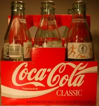 Coke Coca Cola 1996 Olympics 5 Bottles 8oz w/ caddy - $14.01
