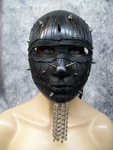 Black Darkness Vador Mask Spikes Chain Goatee Melted Punk Apocalyptic Warrior - £23.39 GBP