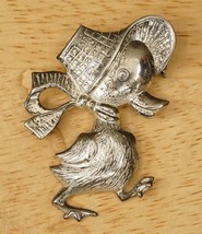 Vintage Fine Jewelry Silverman Brothers Sterling Silver Baby Duck in Bonnet Pin - £27.69 GBP