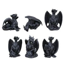 Miniature Gargoyle Dragons Statue Figurines, Set of Six 3.7 Inch Tall resin - $39.58