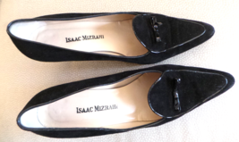 Isaac Mizrahi Black Suede High Heel bow front US size 9B Made in Italy VG+ - $75.00