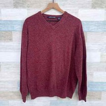 Northern Isles Marled V Neck Sweater Red Vintage Cotton Australia Mens Large - £31.10 GBP