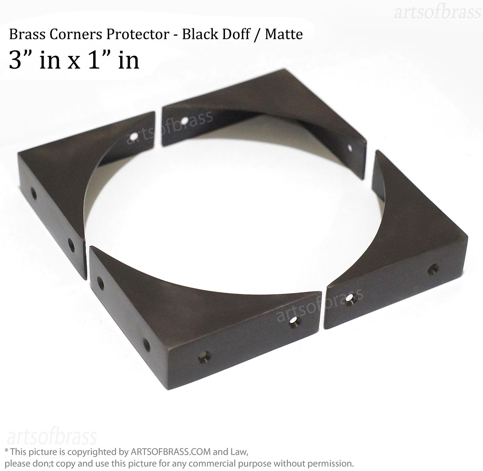 3&quot;x 1&quot; Brass Corner Trunk Black Doff Finishing | Old Brass Table Cabinet... - $32.00+