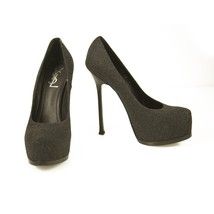 Yves Saint Laurent YSL Tribute Gray Fabric Round toe Platform Heels Pump... - $216.81