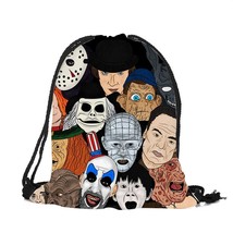 Fearful Movie Character Chucky Jason Freddy collage string Bag Women Men College - £12.99 GBP