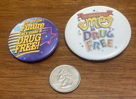 2-Vintage Drug Free Future Choice Pinback Circle Shape - $11.87