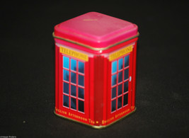 Telephone Booth Afternoon Tea Advertising Metal Tin Can w Lid Container ... - $8.90