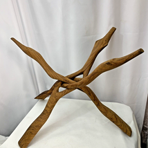 3 Legged Wood Stool Chair Base Unusual Unique Intertwined Carved OOAK Vi... - £86.97 GBP