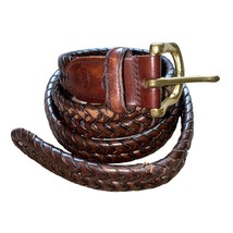 Fossil Genuine Leather Rope Belt Country Western Brown with gold hardwar... - $36.81