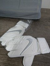 Nike GK Match Youth Goalie Gloves Size 3 White Silver Latex Palm Adjusta... - $59.28