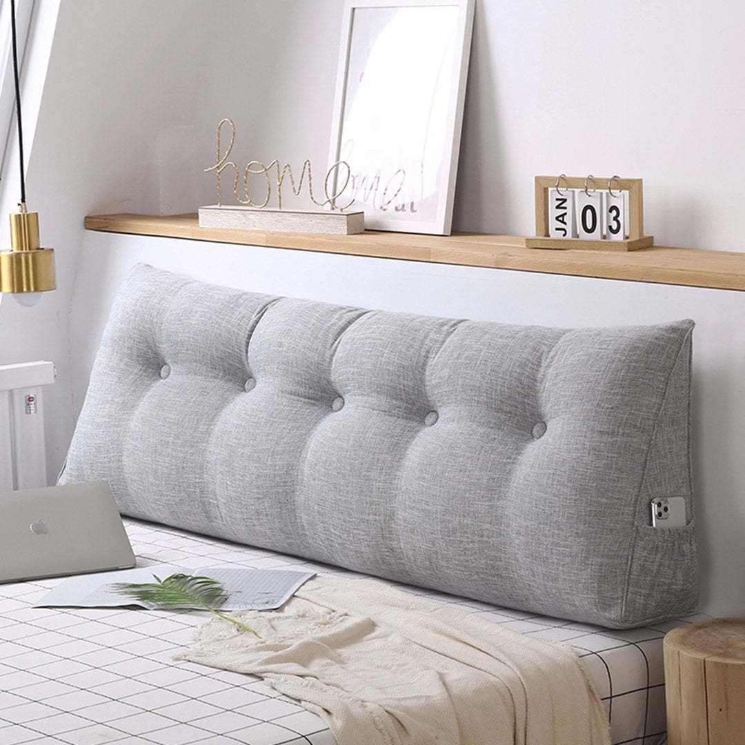 SOGA 4X 120cm Silver Triangular Wedge Bed Pillow Headboard Backrest Beds... - $325.90