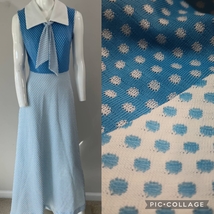 &quot;Wonderland&quot; Vintage Powder Blue Polka Dot Maxi Dress - £100.53 GBP