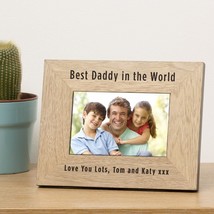 Personalised Best Daddy In The World Wooden Photo Frame Gift Birthday Christmas  - £11.75 GBP